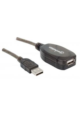Кабель USB AM-AF (продовжувач),10.0 м, активний, RTL Manhattan