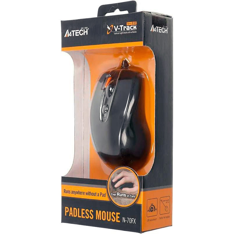 Мишка A4tech N-70FX для ноутбука, оптичний, V-Track, 1600 dpi, USB