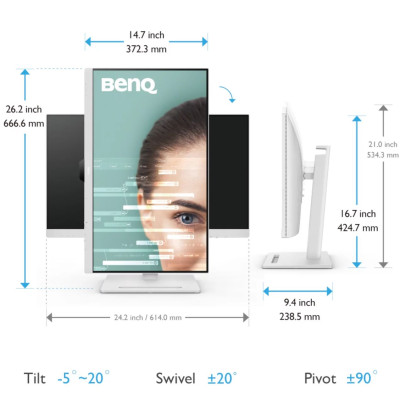 TFT 27" BenQ GW2790QT, IPS, QHD, 75 Гц, HDMI, DP, USB-C, HAS, колонки, білий