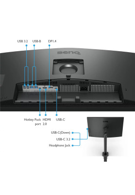 TFT 31.5" BenQ PD3205UA, IPS, 4K UHD, 99% sRGB, HDMI, DP, USB-С, USB-hub, HAS, колонки, темно- сірий