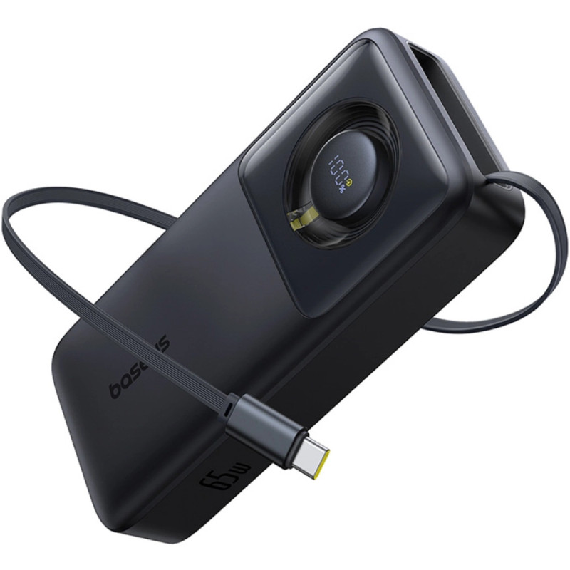 УМБ Baseus Free2Pull 20000mAh 65W PD, USB-C In/Out, built-in USB-C cable Black