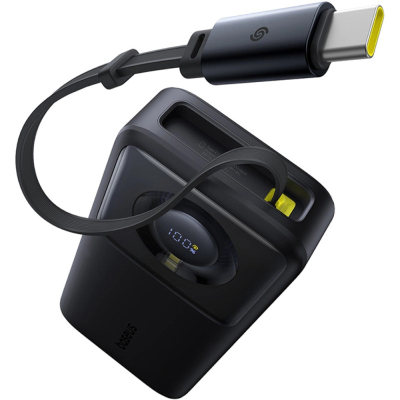 УМБ Baseus Free2Pull 20000mAh 65W PD, USB-C In/Out, built-in USB-C cable Black