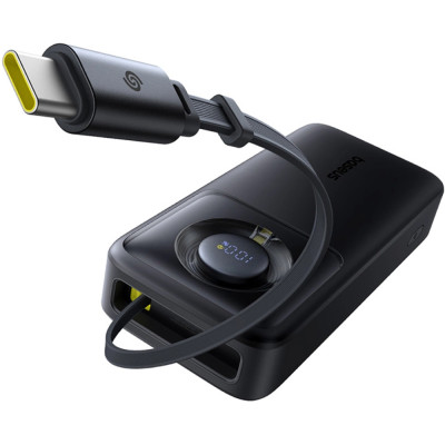 УМБ Baseus Free2Pull 20000mAh 65W PD, USB-C In/Out, built-in USB-C cable Black