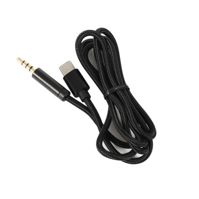 Кабель AUX Type-C-TRRS Audio 3.5мм Male/Male 1м Black