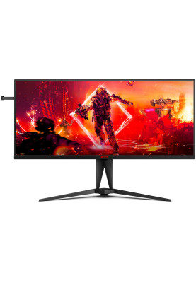 TFT 40" AOC AGON AG405UXC, WQHD, IPS, 144Гц, 1ms, 2xHDMI, DP, USB-C, USB-hub, HAS, чорний з червоним