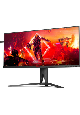 TFT 40" AOC AGON AG405UXC, WQHD, IPS, 144Гц, 1ms, 2xHDMI, DP, USB-C, USB-hub, HAS, чорний з червоним