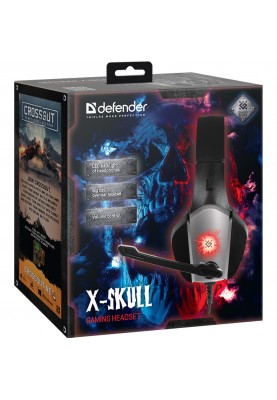 Ігрова гарнітура Defender X-Skull чорно-сіра, кабель 2.1 м