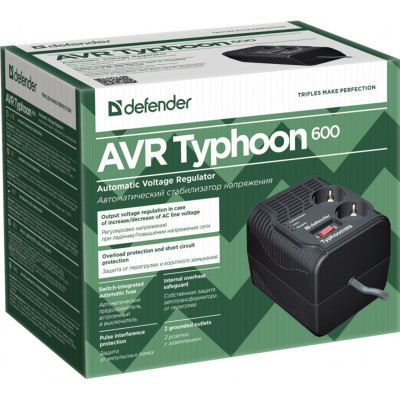 Стабілізатор напруги Defender AVR Typhoon 600 200 Вт, 2 розетки
