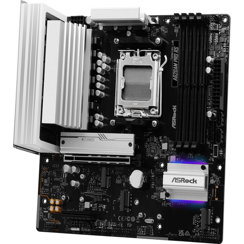 ASRock A620AM PRO RS (AM5/A620A, 4*DDR5, PCIex16, DP/HDMI, 2xSATA, 3xM.2, 2.5GLan, 8ch, mATX)
