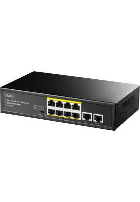 Комутатор Cudy FS1010PG, 8 портовий 10/100M PoE+ Switch with 2 Gigabit Uplink Ports 120W