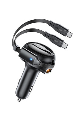 Автозарядка 3xUSB 53W (2xUSB-C+USB-A) + cable USB-C 2in1 B13 Acefast