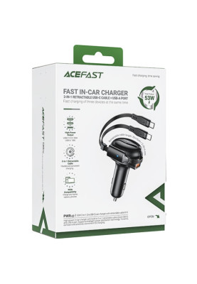 Автозарядка 3xUSB 53W (2xUSB-C+USB-A) + cable USB-C 2in1 B13 Acefast