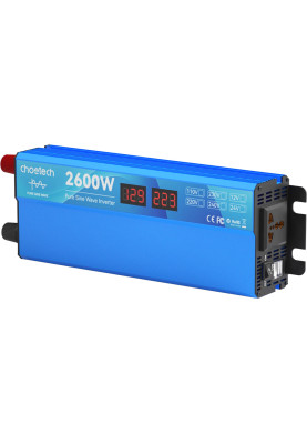 Інвертор автомобільний Choetech 12\220V 2600W (1300Вт), чиста синусоїда