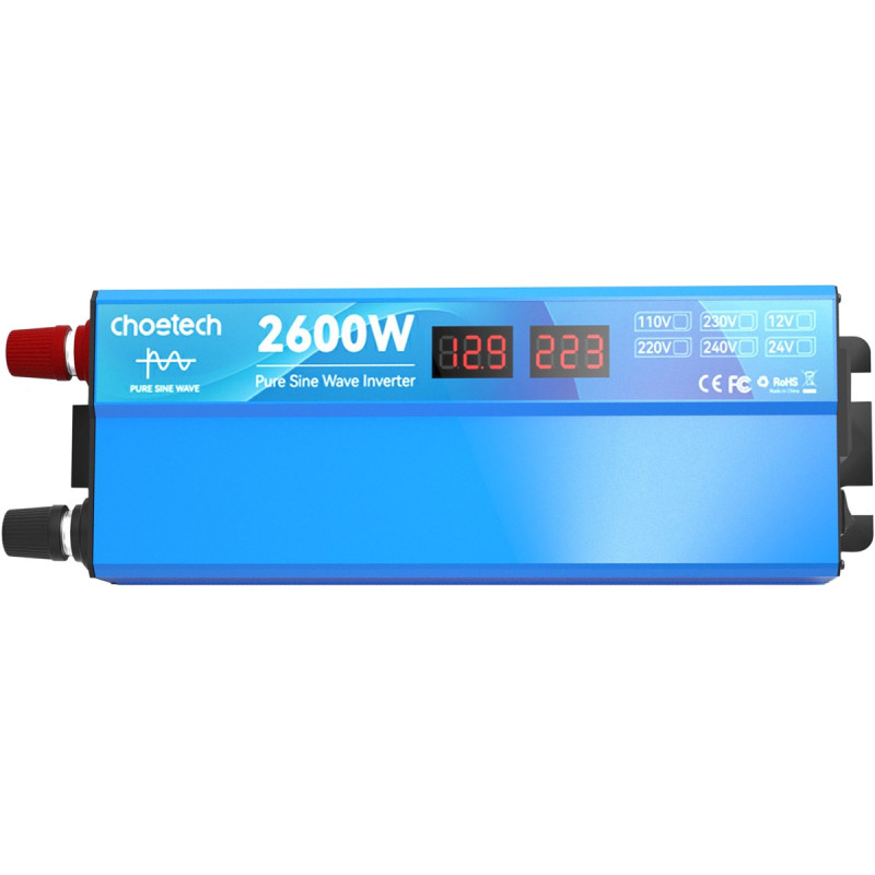 Інвертор автомобільний Choetech 12\220V 2600W (1300Вт), чиста синусоїда