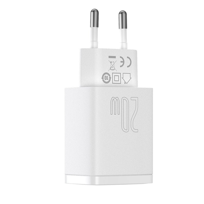Зарядний пристрій 2xUSB 20W (USB-C+USB-A) Білий Baseus
