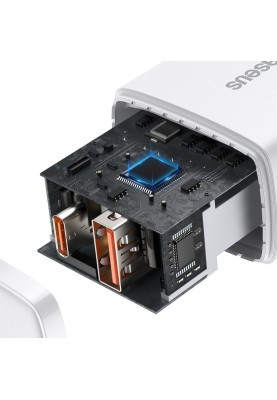 Зарядний пристрій 2xUSB 20W (USB-C+USB-A) Білий Baseus