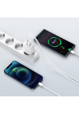Зарядний пристрій 2xUSB 20W (USB-C+USB-A) Білий Baseus