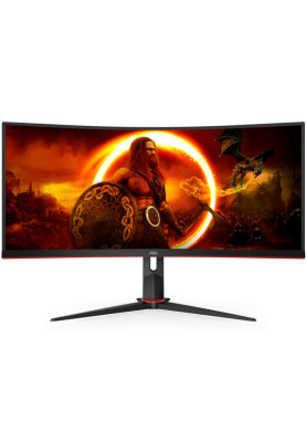 TFT 34" AOC CU34G2XP, WQHD, VA, 180Гц, 1мс, вигнутий, HDMIx2, DPx2, USB, колонки, чорний