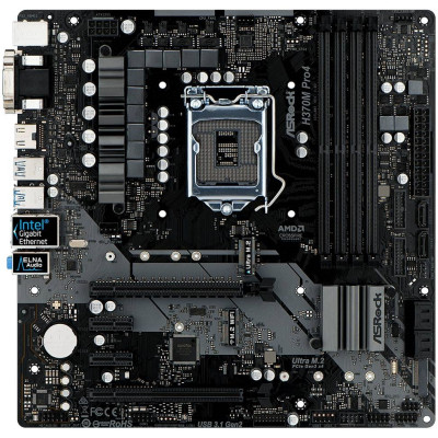 ASRock H370M PRO4/REF (1151/H370, 4*DDR4,2xPCIe x16, 6xSATAІІІ, RAID, GLan, 8ch, mATX)