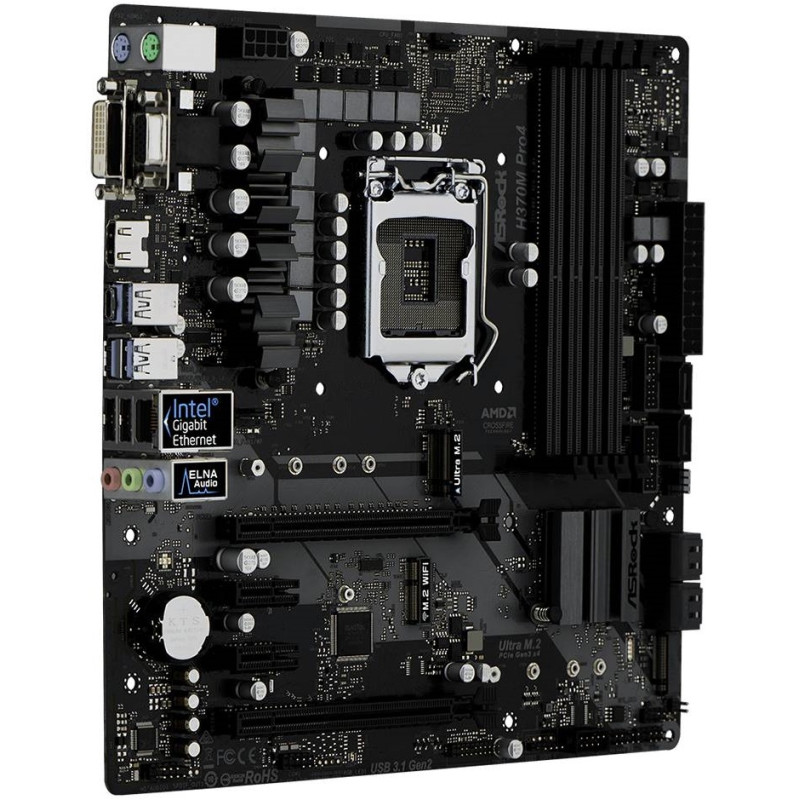 ASRock H370M PRO4/REF (1151/H370, 4*DDR4,2xPCIe x16, 6xSATAІІІ, RAID, GLan, 8ch, mATX)