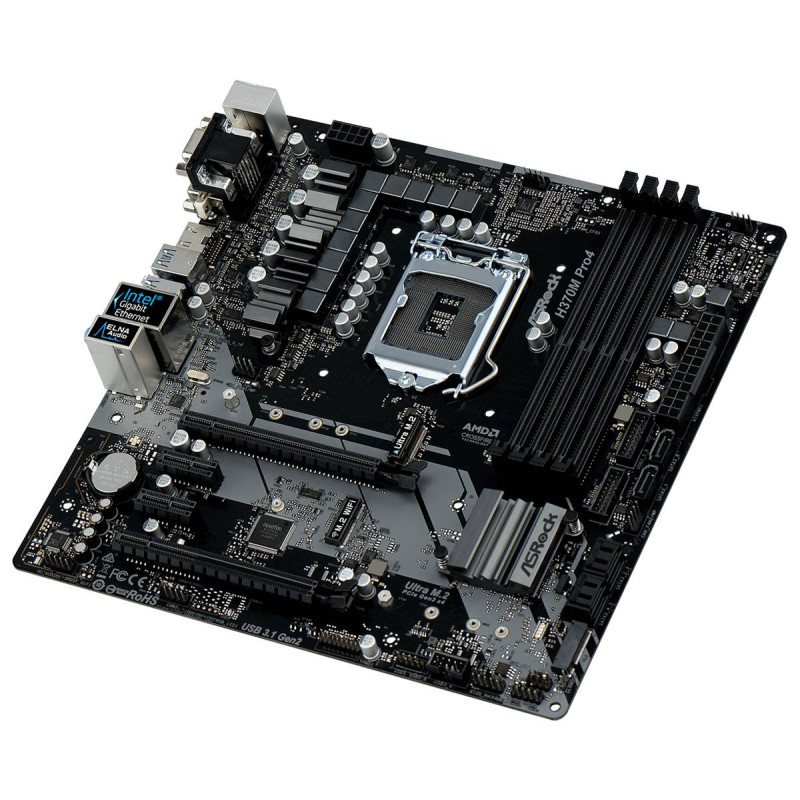 ASRock H370M PRO4/REF (1151/H370, 4*DDR4,2xPCIe x16, 6xSATAІІІ, RAID, GLan, 8ch, mATX)