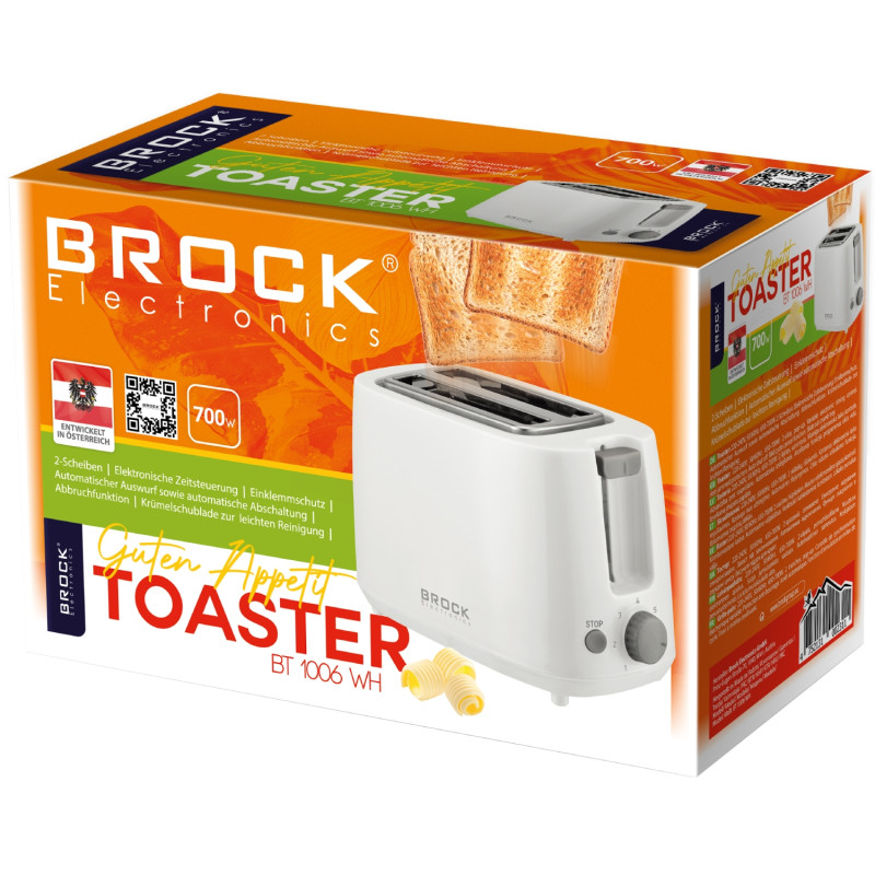 Тостер BROCK BT 1006 WH 700Вт/ 2 відділення/мех. управління/білий
