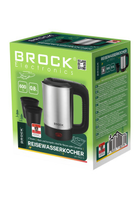 Електрочайник BROCK WK 0903 S дорожній 600Вт/ 0.8л/ 2 чашки/ нержавіюча сталь