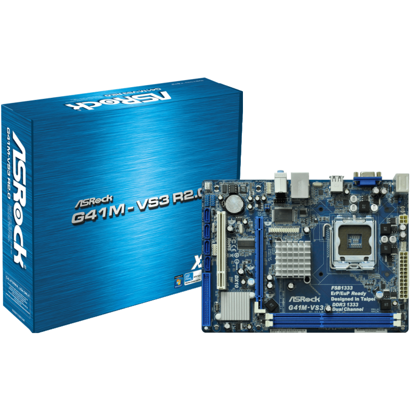 Материнська плата ASRock G41M-VS3 R2.0/REF(LGA775,G41+ICH7, 2*DDR3, 4xSATAII, Video+PCI Ex16, 6ch, Lan, mATX)