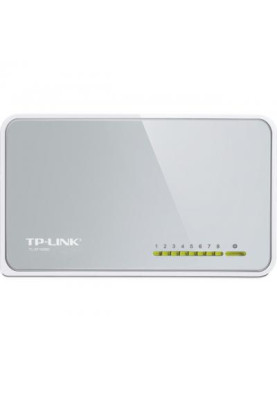 Комутатор TP-Link TL-SF1008D, 8-port 10/100M mini Desktop Switch, 8 10/100M RJ45 ports, Plastic case