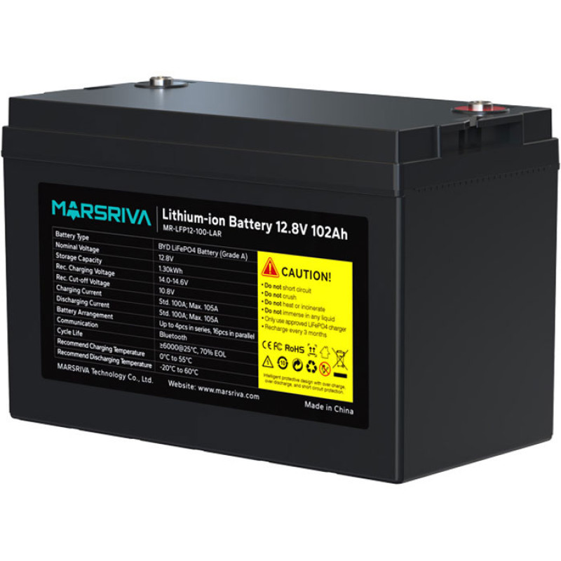 Акумуляторна батарея Marsriva LiFePo4, 12,8 V/100Ah