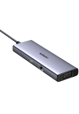 Док-станція USB3.1 Type-C --> HDMI60Hz/VGA/USB 3.0х3/RJ45/SD/TF/PD 100W 9-in-1 CM498 Ugreen