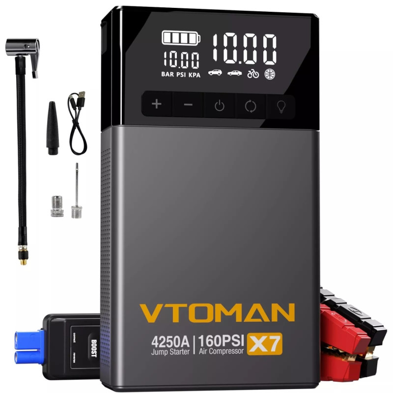 Автомобільний Jump Starter X7 4250A, компресор 150PSI 24000mAh USB QC3.0 DC15V/10A LED Light Vtoman