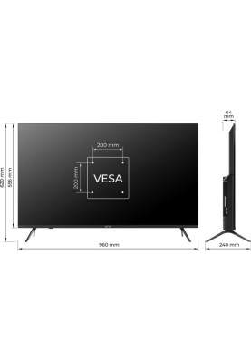 TV 43 Kivi 43U760QB UHD/DLED/T2/Android 11/2 x 10W/HDMI/Wi-Fi/VESA 400x200 M6/Black