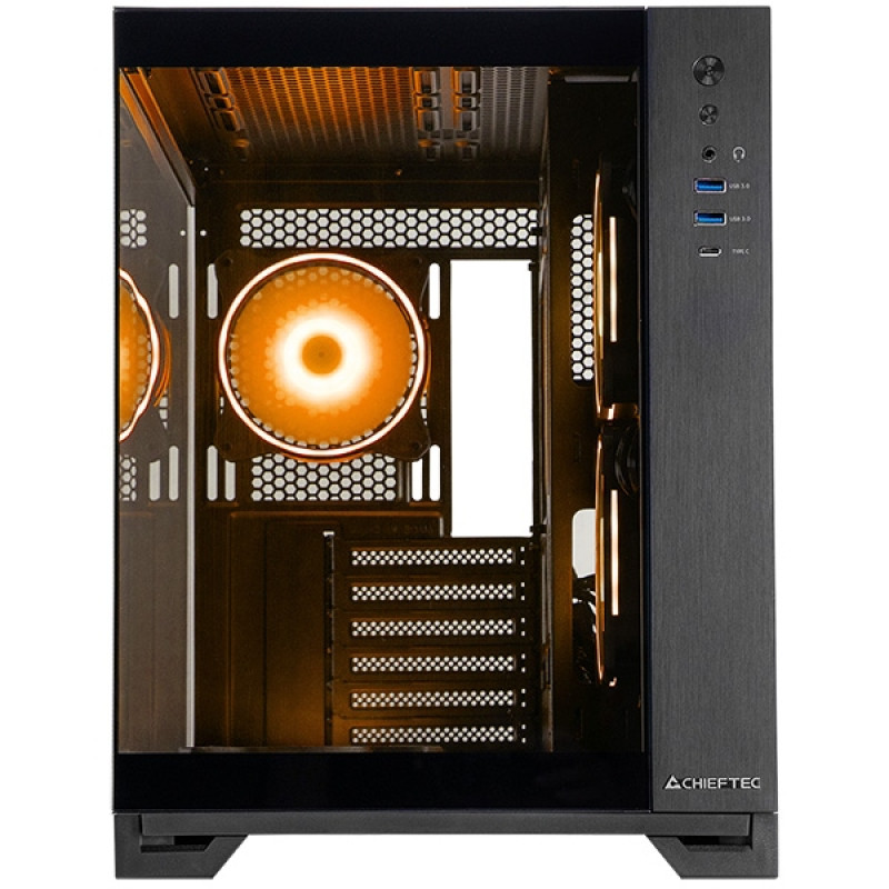 Корпус Chieftec VISIO GM-30B-TG-OP ATX, без БЖ, Black