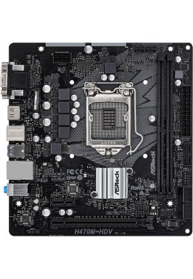 ASRock H470M-HDV/REF (1200/H470, 2*DDR4, PCIex16, HDMI/VGA/DVI, 4xSATAІІІ, RAID, GLan, 7.1ch, mATX)