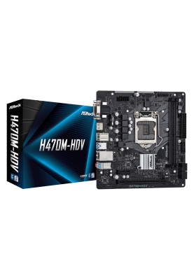 ASRock H470M-HDV/REF (1200/H470, 2*DDR4, PCIex16, HDMI/VGA/DVI, 4xSATAІІІ, RAID, GLan, 7.1ch, mATX)