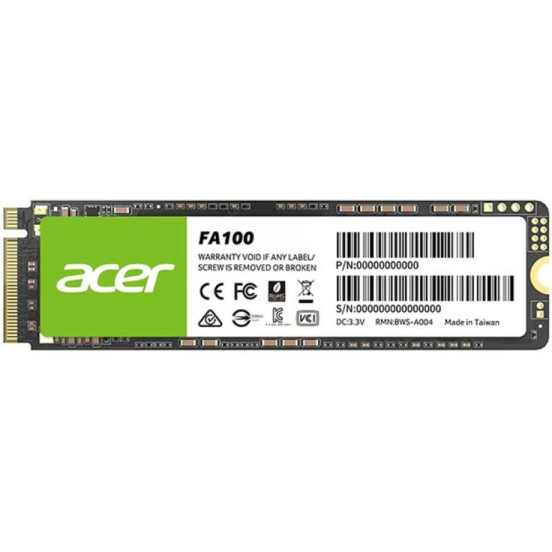 Накопичувач SSD 256GB Acer FA100 M.2 2280 NVMe 1.4 PCIe Gen 3x4 3D NAND, Retail