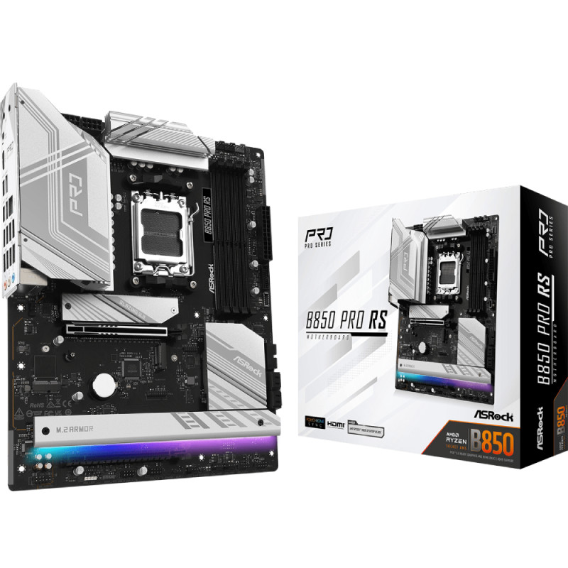 ASRock B850 Pro RS (AM5/B850, 4*DDR5, 2xPCIex16, HDMI/DP, 4xSATA,4xM.2, 2.5GLan, ATX)