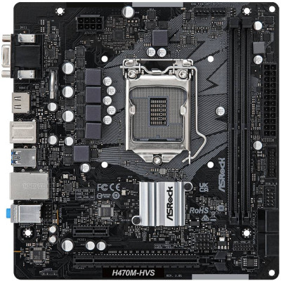 Материнська плата ASRock H470M-HVS R2.0 (1200/H470, 2*DDR4, PCIex16, HDMI/VGA, 4xSATAІІІ, RAID, GLan, 7.1ch, mATX)