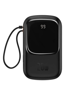 УМБ Baseus Qpow 20000mAh 20W,1xLightning,1xUSB,1xType-C In/Out PD3.0,QC3.0,built-in lightning, Black