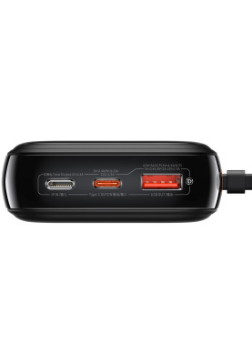 УМБ Baseus Qpow 20000mAh 20W,1xLightning,1xUSB,1xType-C In/Out PD3.0,QC3.0,built-in lightning, Black