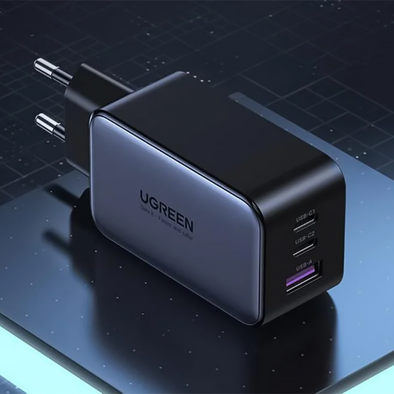 Зарядний пристрій 3xUSB 65W (2хUSB-C+USB-A) Gan CD244 Сірий Ugreen
