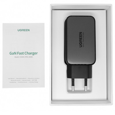 Зарядний пристрій 3xUSB 65W GaN (2хUSB-C+USB-A) CD244 Сірий Ugreen