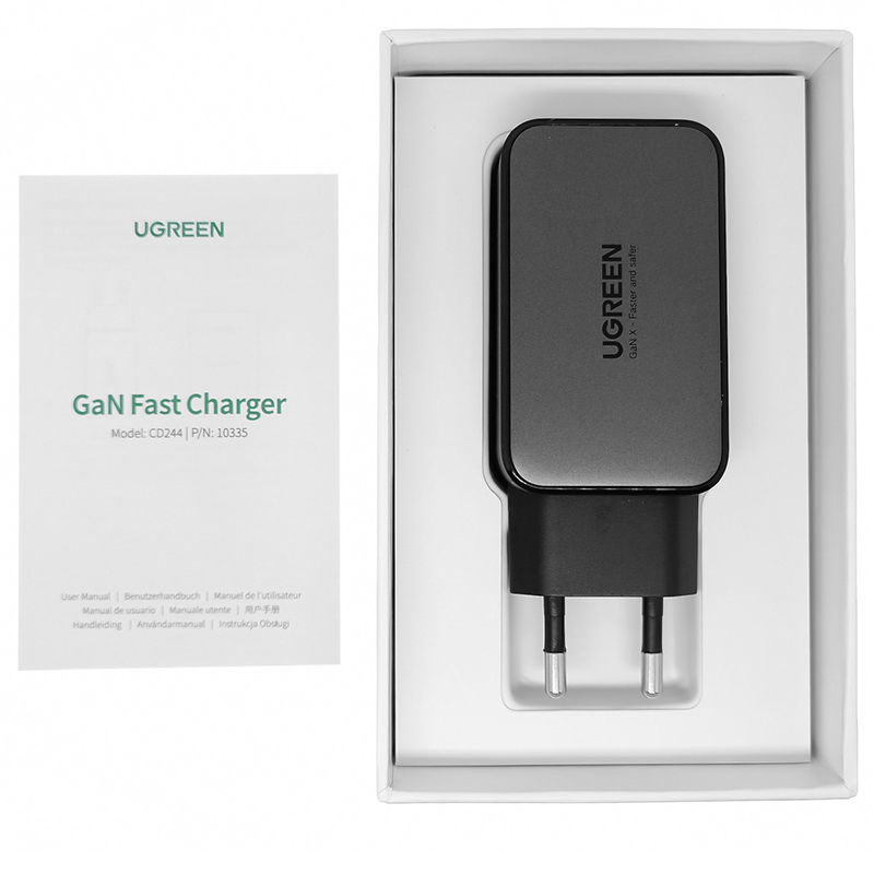 Зарядний пристрій 3xUSB 65W (2хUSB-C+USB-A) Gan CD244 Сірий Ugreen