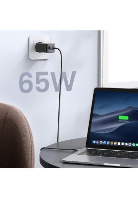 Зарядний пристрій 3xUSB 65W GaN (2хUSB-C+USB-A) CD244 Сірий Ugreen