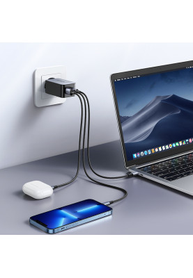Зарядний пристрій 3xUSB 65W GaN (2хUSB-C+USB-A) CD244 Сірий Ugreen