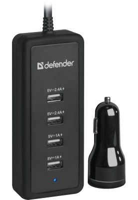 Автозарядка 5xUSB 46W (1 + 4 USB док станція) Defender ACA-02 9.2A