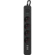 Power filtr 1,5м Defender SFS 133, 4 розетки, 3хUSB, чорний
