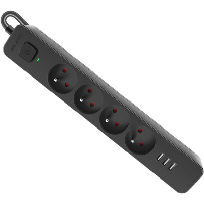 Power filtr 1,5м Defender SFS 133, 4 розетки, 3хUSB, чорний
