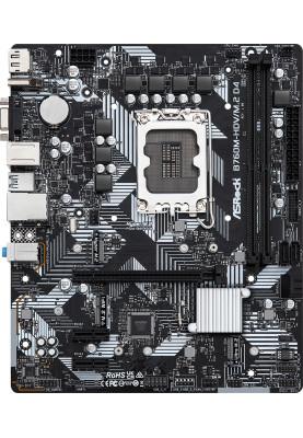ASRock B760M-HDV/M.2 D4 (1700/B760, 2*DDR4, 1xPCIex16, 4xSATAІІІ, 3xM.2, GLan, 7.1ch, mATX)